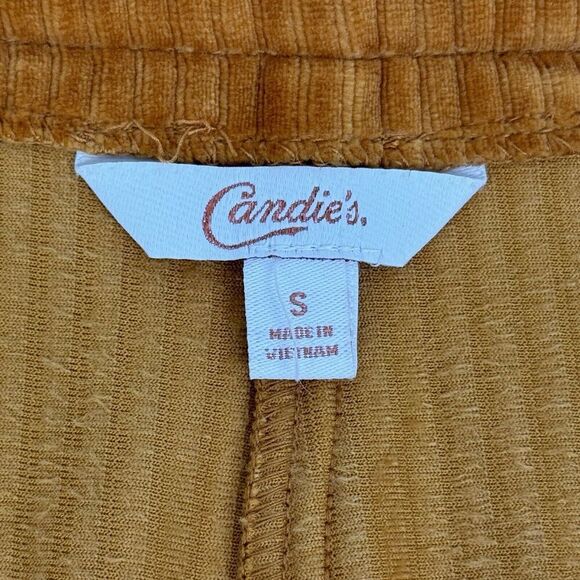 Candies Women Velour Pant Small Brown Wide Leg Crop Stretch Y2K 70s Boho Zipper - Picture 9 of 16